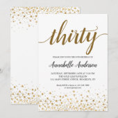 30e verjaardag Modern Gold Confetti Stippen Script Kaart (Voorkant / Achterkant)