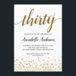 30e verjaardag Modern Gold Confetti Stippen Script Kaart<br><div class="desc">Modern Gold Confetti Stippen Script 30th Birthday Invitation Het ontwerp is voorzien van 'dertig' in een eigentijds,  elegant script en een gouden confetti stippen accent. Als u de tekst 'dertig' naar een andere leeftijd wilt aanpassen,  kunt u ons een e-mail sturen op panggadesigns@gmail.com.</div>