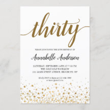 30e verjaardag Modern Gold Confetti Stippen Script