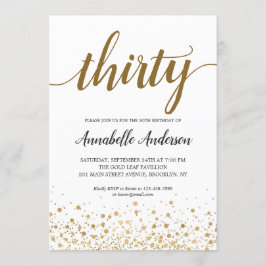 30e verjaardag Modern Gold Confetti Stippen Script Kaart