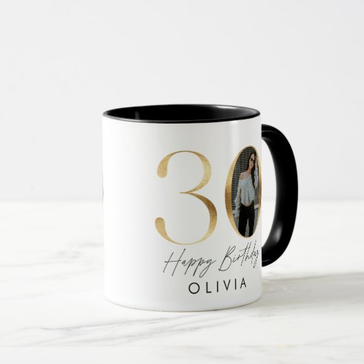 30e verjaardag Modern Gold foto elegant stijlvol Mok (Voorkant rechts)