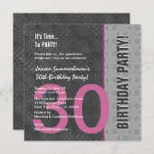 30e verjaardag Modern Gray Silver Pink C949 Kaart (Voorkant / Achterkant)