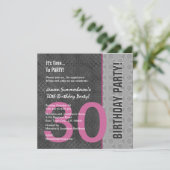 30e verjaardag Modern Gray Silver Pink C949 Kaart (Staand voorkant)