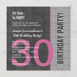 30e verjaardag Modern Gray Silver Pink C949 Kaart