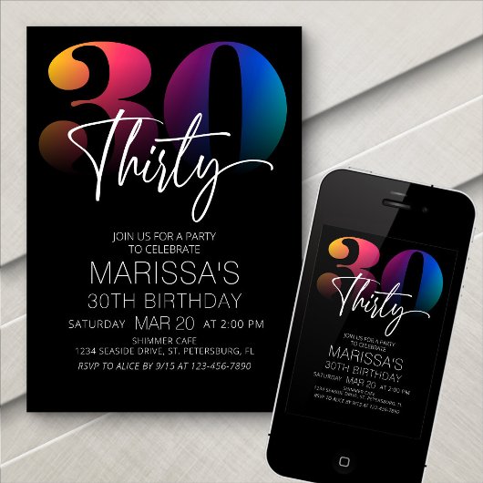 30e verjaardag Modern Kaart