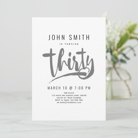 30e verjaardag, modern, mannelijk kaart (Staand voorkant)
