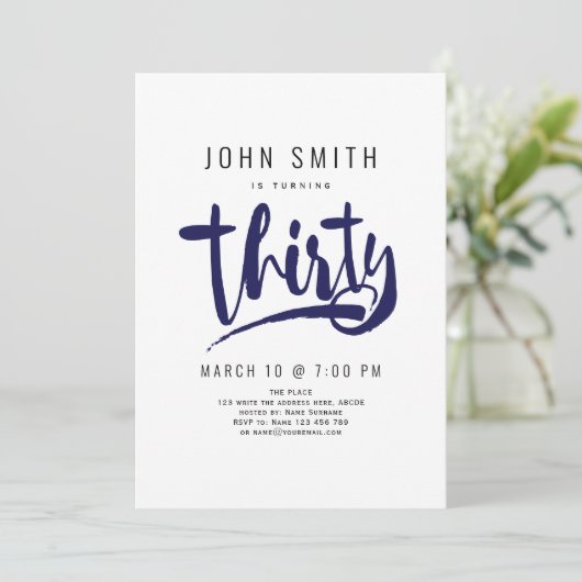 30e verjaardag, modern, mannelijk kaart (Staand voorkant)