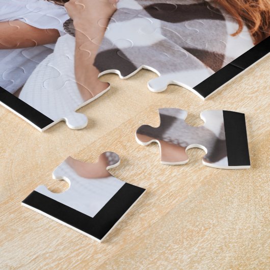 30e verjaardag modern multi-foto gouden script legpuzzel (Zijkant)