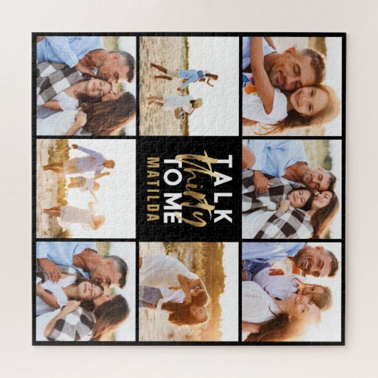 30e verjaardag modern multi-foto gouden script legpuzzel (Horizontaal)