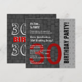 30e verjaardag Modern Red Silver Black D418 Kaart (Voorkant / Achterkant)