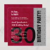 30e Verjaardag Modern Rood Zilver Zwart W1480 Kaart (Voorkant / Achterkant)