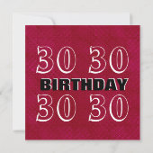 30e Verjaardag Modern Rood Zilver Zwart W1480 Kaart (Achterkant)
