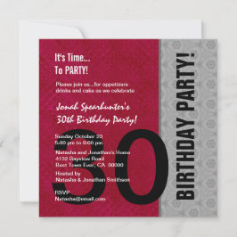 30e Verjaardag Modern Rood Zilver Zwart W1480 Kaart