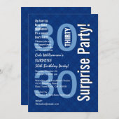 30e verjaardag Modern Royal Blue R600 Kaart (Voorkant / Achterkant)