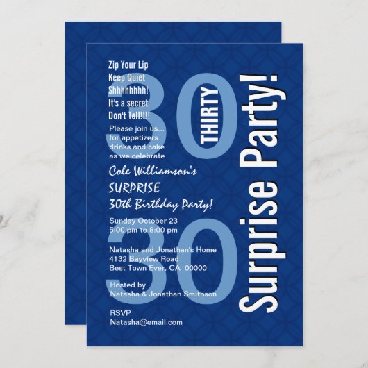 30e verjaardag Modern Royal Blue R600 Kaart (Voorkant / Achterkant)