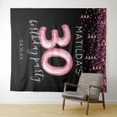 30e verjaardag modern roze foto-achtergrond wandkleed (In Situ (horizontaal))