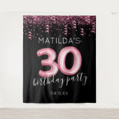 30e verjaardag modern roze foto-achtergrond wandkleed (Voorkant)