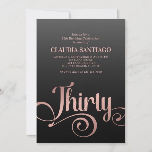 30e verjaardag Modern Script Kaart (Voorkant)