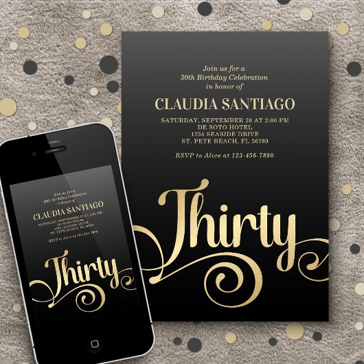 30e verjaardag Modern Script Kaart
