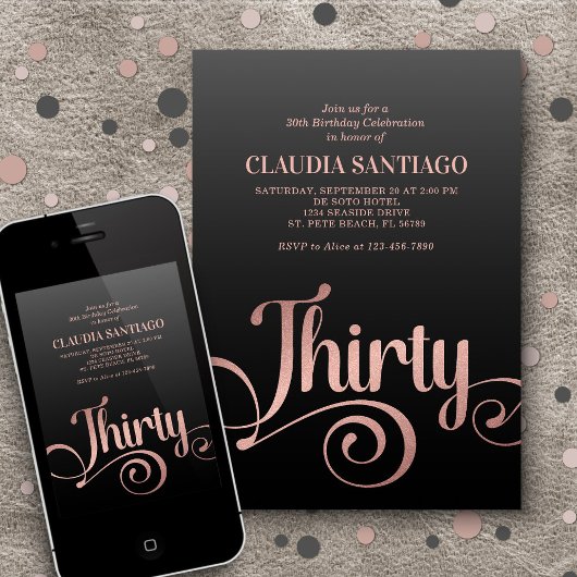 30e verjaardag Modern Script Kaart