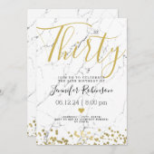 30e verjaardag Moderne Gold & marmer Kaart (Voorkant / Achterkant)