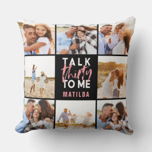 30e verjaardag moderne multi foto roze girly kussen