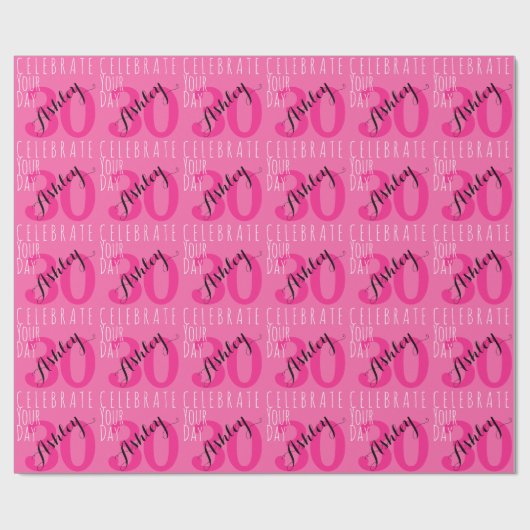 30e verjaardag Moderne roze typografie Cadeaupapier (Vlak)