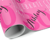 30e verjaardag Moderne roze typografie Cadeaupapier (Rol Hoek)