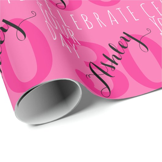 30e verjaardag Moderne roze typografie Cadeaupapier (Rol Hoek)