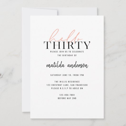 30e verjaardag moderne script geometrische perzikl (Voorkant)