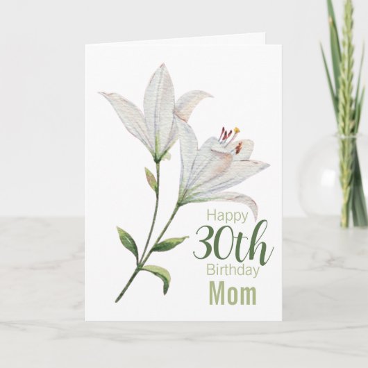 30e verjaardag Moeder Witte Lelie Flora Kaart (Voorkant)