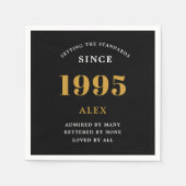 30e Verjaardag Naam 1995 Zwart Goud Elegant Chic Servet (Voorkant)