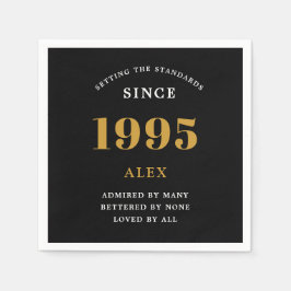 30e Verjaardag Naam 1995 Zwart Goud Elegant Chic Servet