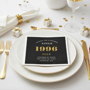 30e Verjaardag Naam 1996 Zwart Goud Elegant Chic Servet