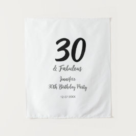 30e verjaardag naam datum jaar zwart wandkleed