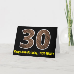 30e verjaardag: Naam + Faux Wood Grain Patroon "30 Kaart