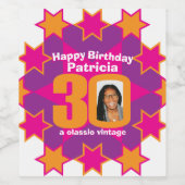 30e verjaardag naam roze foto aangepaste wijnlabel wijn etiket (Enkel label)