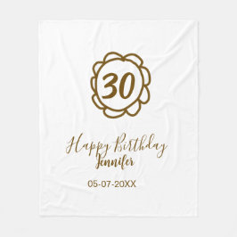30e verjaardag Naam toevoegen Datum Jaar Golden Fl Fleece Deken