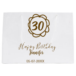 30e verjaardag Naam toevoegen Datum Jaar Golden Fl Groot Cadeauzakje