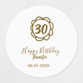 30e verjaardag Naam toevoegen Datum Jaar Golden Fl Labels (Design 2)