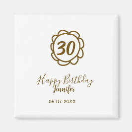 30e verjaardag Naam toevoegen Datum Jaar Golden Fl Magneet