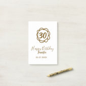 30e verjaardag Naam toevoegen Datum Jaar Golden Fl Post-it® Notes (Op bureau)