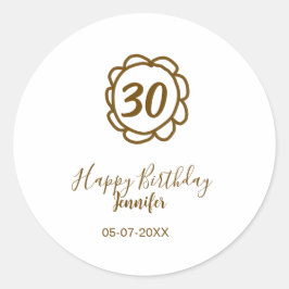 30e verjaardag Naam toevoegen Datum Jaar Golden Fl Ronde Sticker