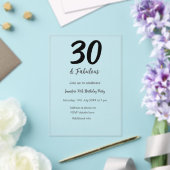 30e verjaardag Naam toevoegen Datum jaar zwart Acryl Uitnodigingen (Insitu (Huwelijk))