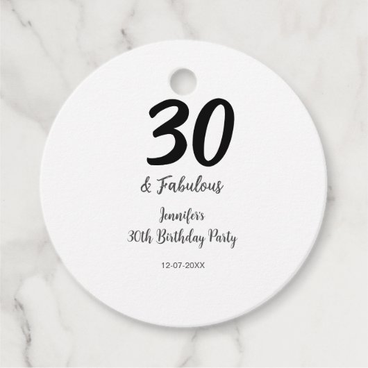 30e verjaardag Naam toevoegen Datum jaar zwart Bedankjes Labels (Voorkant)