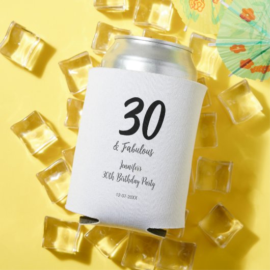 30e verjaardag Naam toevoegen Datum jaar zwart Blikjeskoeler (Insitu Zomer)