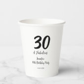 30e verjaardag Naam toevoegen Datum jaar zwart Papieren Bekers (Voorkant)