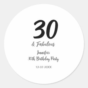 30e verjaardag Naam toevoegen Datum jaar zwart Ronde Sticker