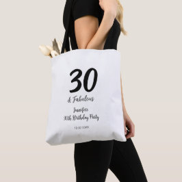 30e verjaardag Naam toevoegen Datum jaar zwart Tote Bag