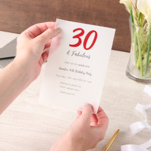 30e verjaardag Naam toevoegen Datum jaar zwart Vellum Uitnodigingen
